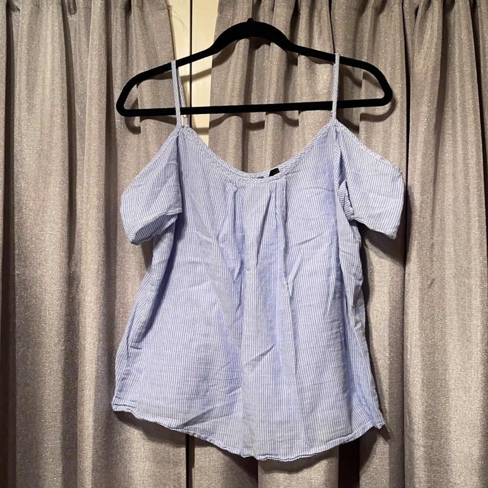 Blue Striped Off Shoulder Blouse